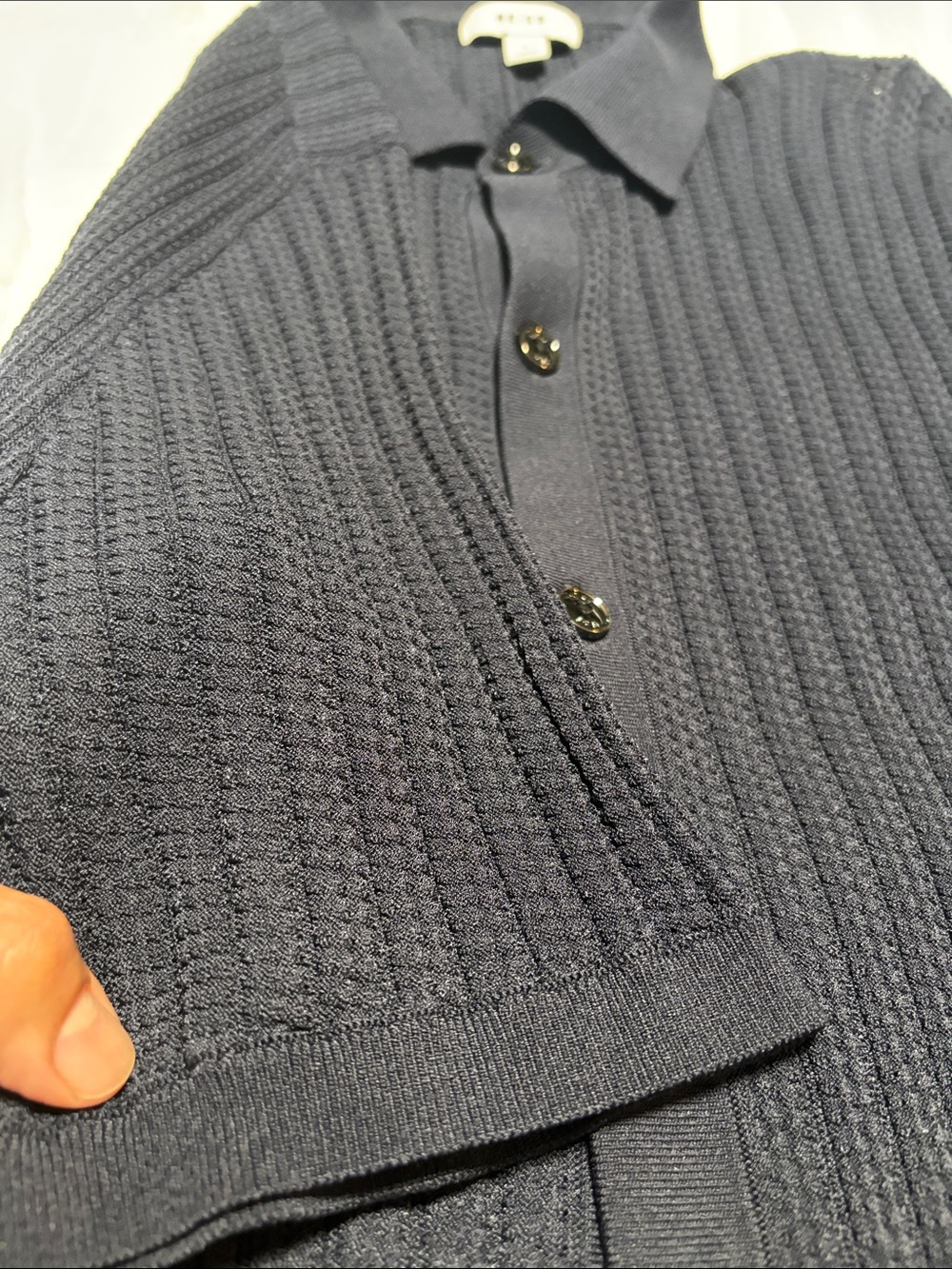 Reiss Men's Ribbed Button-Up - Slate Blue - Picture 8 of 8